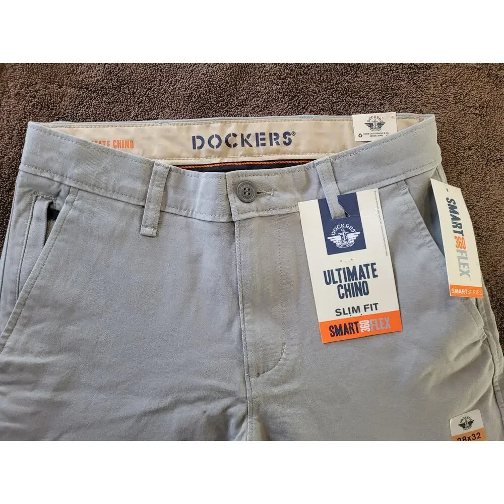 Men's Dockers Lt. Grey Ultimate Chino pants Slim Fit Smart 360 Flex 28x32
